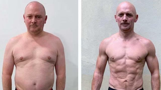 Matt Scanlon, antes y después de su transformación.