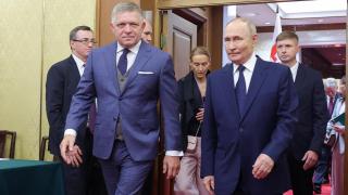 Putin y Fico, reunidos ayer en Pekín.