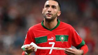 Ziyech, durante un partido con Marruecos.