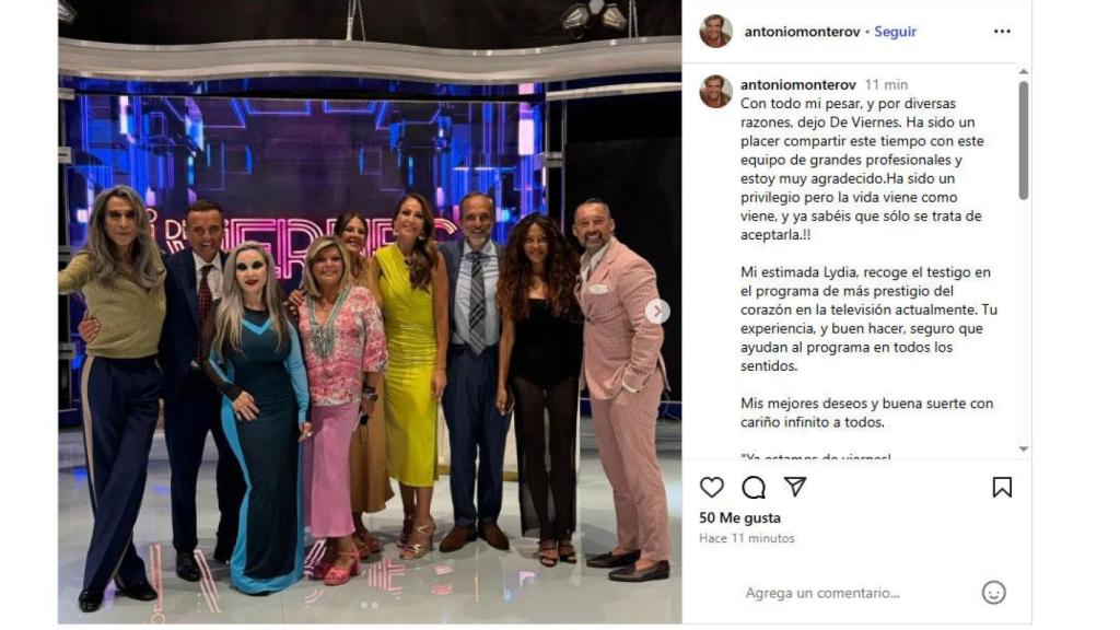 Imagen del Instagram de Antonio Montero.