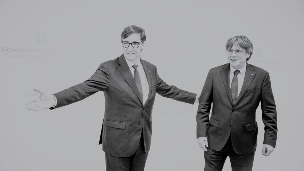 Salvador Illa y Carles Puigdemont, este martes en Bruselas.