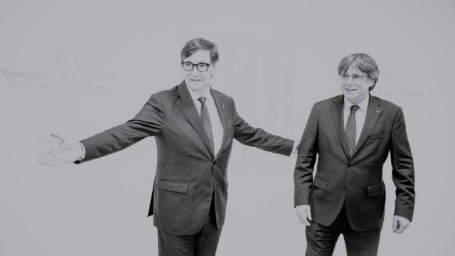 Salvador Illa y Carles Puigdemont, este martes en Bruselas.