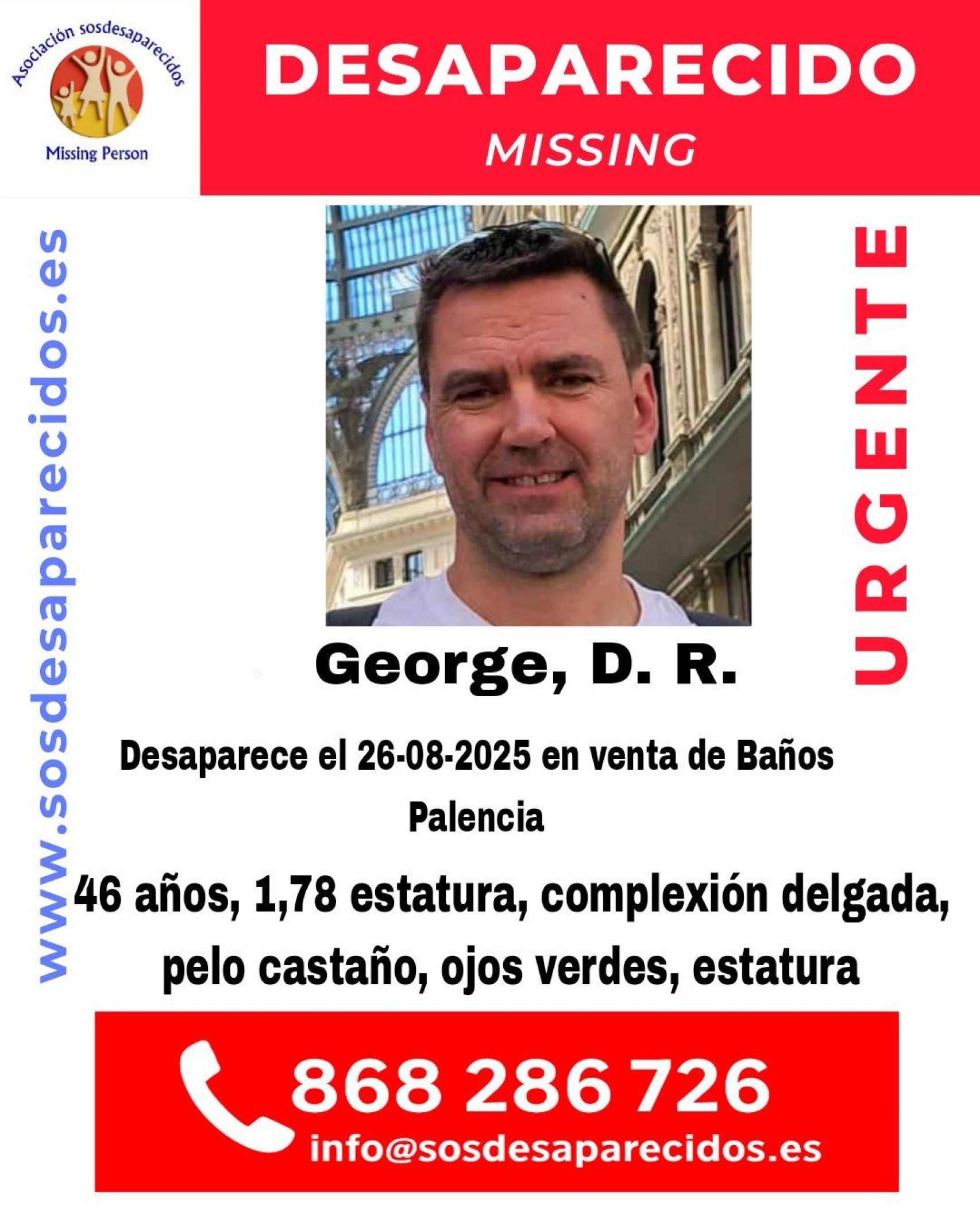 George D.R. desapareció en Venta de Baños el pasado 26 de agosto