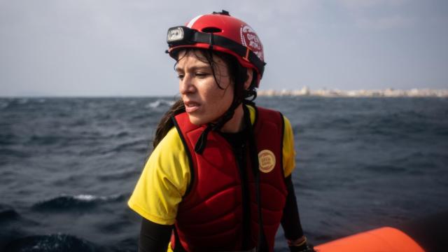 Antonella González durante un rescate.