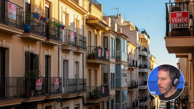 Una imagen generada por IA de varios pisos a la venta y Jaime Palomera.