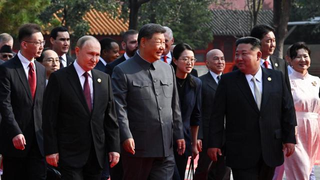 Putin, Xi Jinping y Kim Jong-un durante el desfile militar.