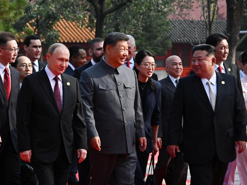 Putin, Xi Jinping y Kim Jong-un durante el desfile militar.