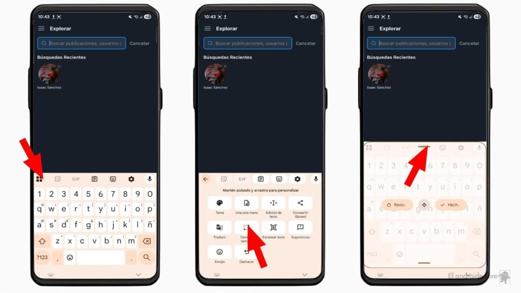 Cambiando el tamaño de Gboard