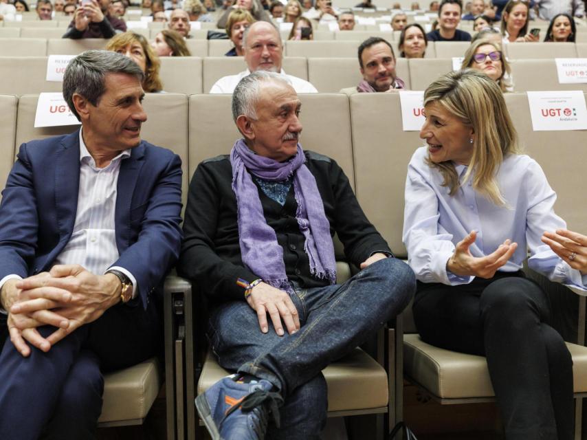 Pepe Álvarez y Yolanda Díaz, en un acto de UGT.