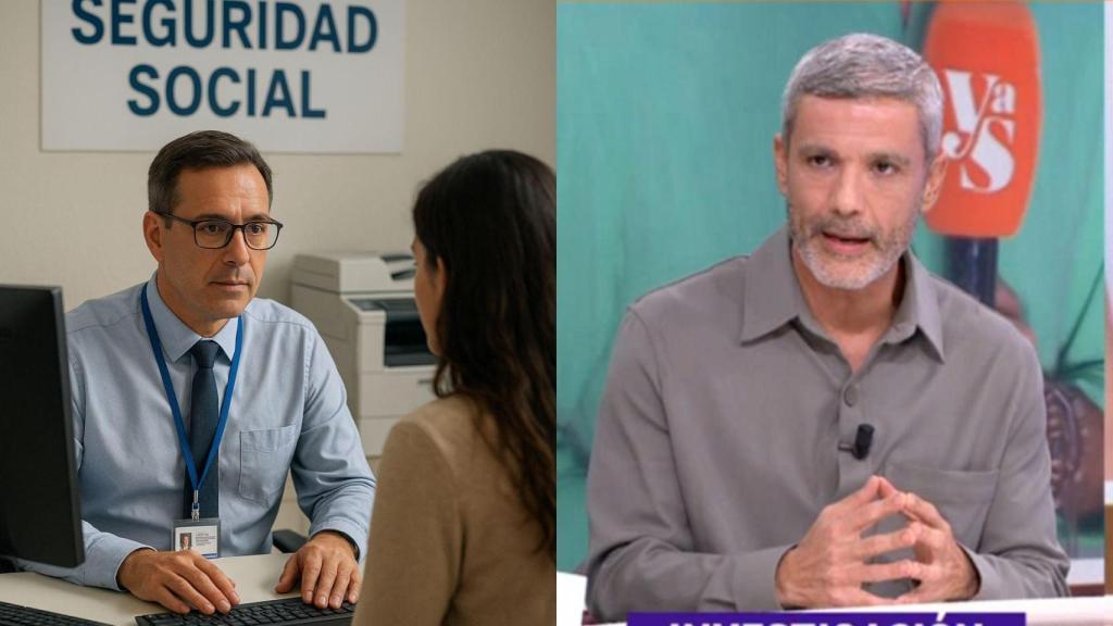 Imagen generado por IA de un funcionario de la Seguridad Social y Antonio González.