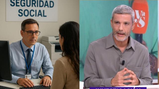 Imagen generado por IA de un funcionario de la Seguridad Social y Antonio González.