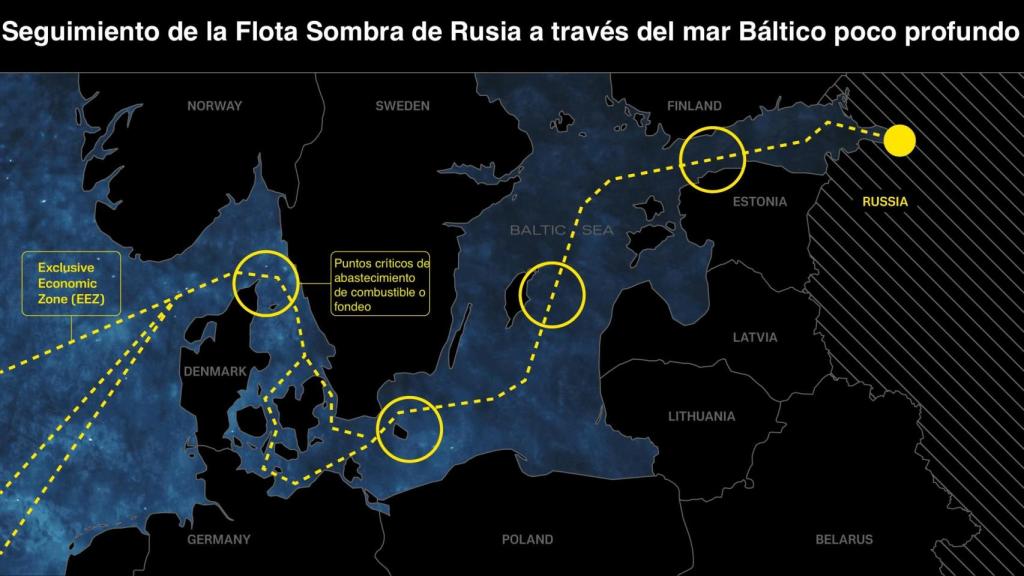 Seguimiento de la Flota Sombra de Rusia a través del mar Báltico poco profundo