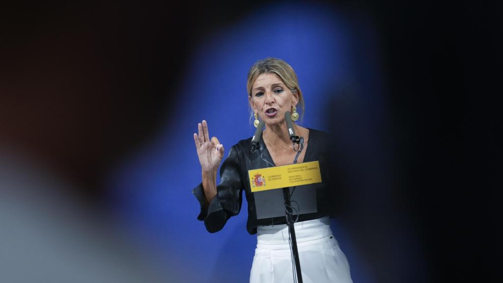 Yolanda Díaz, este miércoles tras una reunión con asociaciones ecologistas en Madrid.