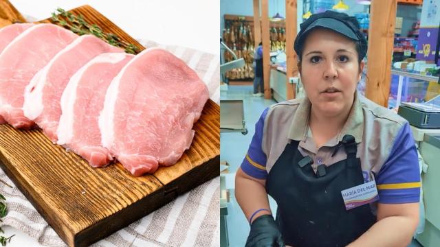 María del Mar, carnicera, en un montaje de El Español