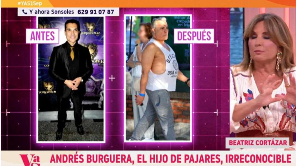 El actual físico de Andrés Burguera, a debate en el plató de 'Y ahora Sonsoles'.