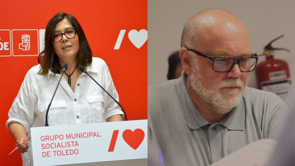 La socialista Alicia Escalante y el líder de IU Txema Fernández.