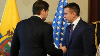 El secretario de Estado de Estados Unidos, Marco Rubio, se reúne con el presidente de Ecuador, Daniel Noboa, en Quito.