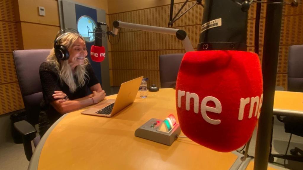 Julia Higueras durante la grabación del programa.