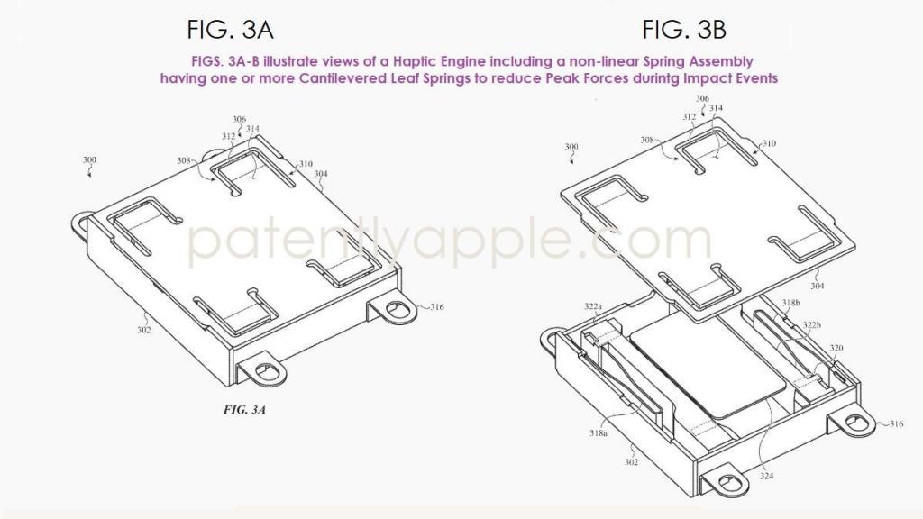 Motor háptico patentado Apple sobre motor háptico contra caídas