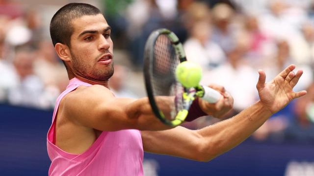 Carlos Alcaraz, en su partido ante Jiri Lehecka.