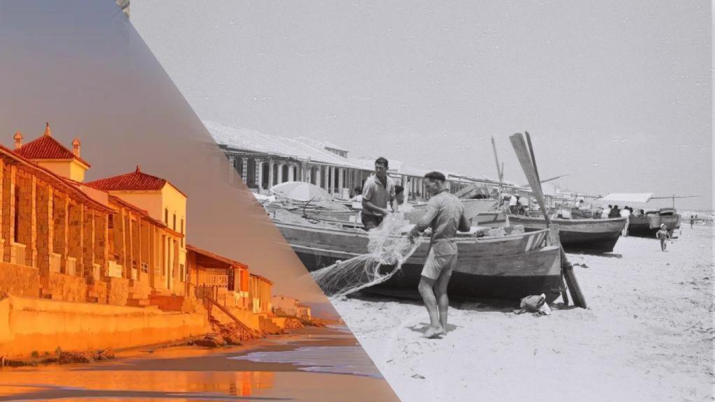 La regresión de la playa de Babilonia en Guardamar, recientemente y en una imagen histórica.