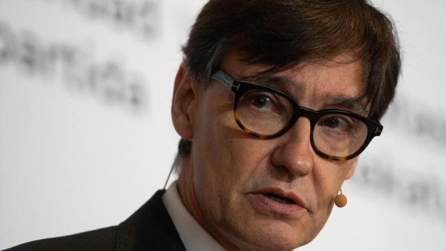 Salvador Illa, durante un desayuno informativo. Jorge Gil / Europa Press