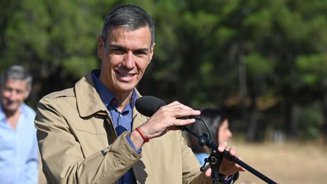 Pedro Sánchez en su visita de este viernes a Tabuyo del Monte, una de las zonas de León más afectadas por los incendios.