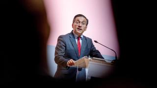 José Manuel Albares, ministro de Asuntos Exteriores, presenta la estrategia de Acción Exterior de España 2025-2028, en la sede del Ministerio.