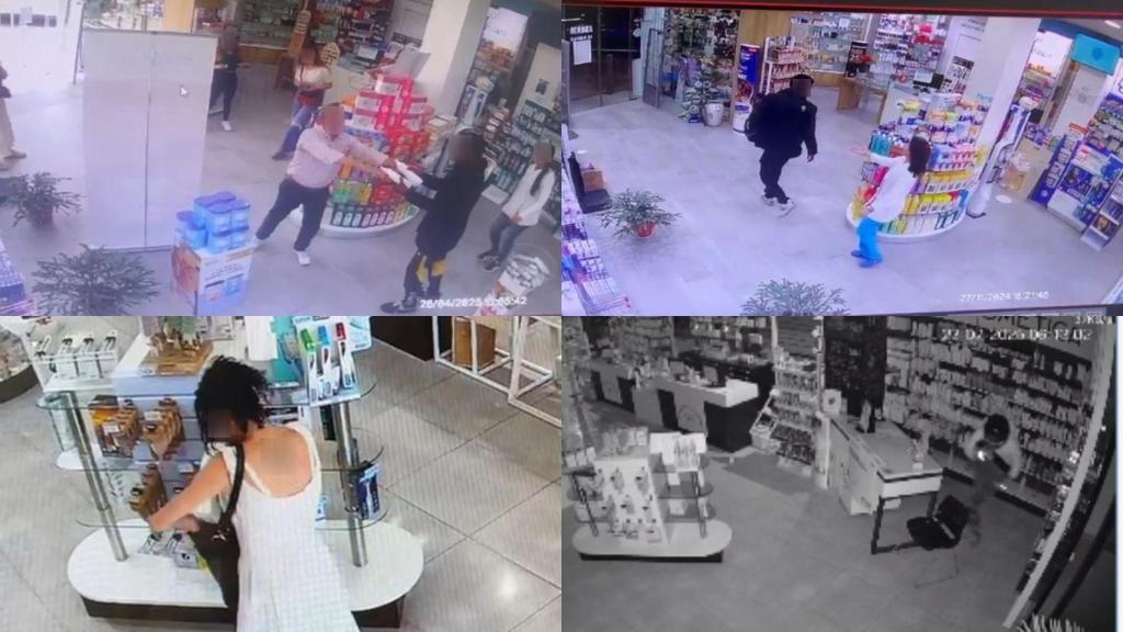 Imágenes de las cámaras de seguridad de diferentes farmacias de Vallecas captando a personas robando.