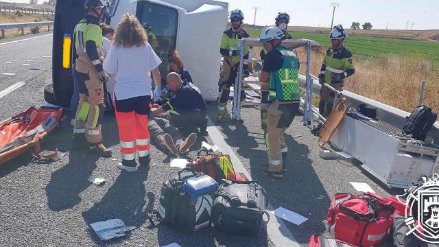 Imagen del accidente en Villazopeque (Burgos)