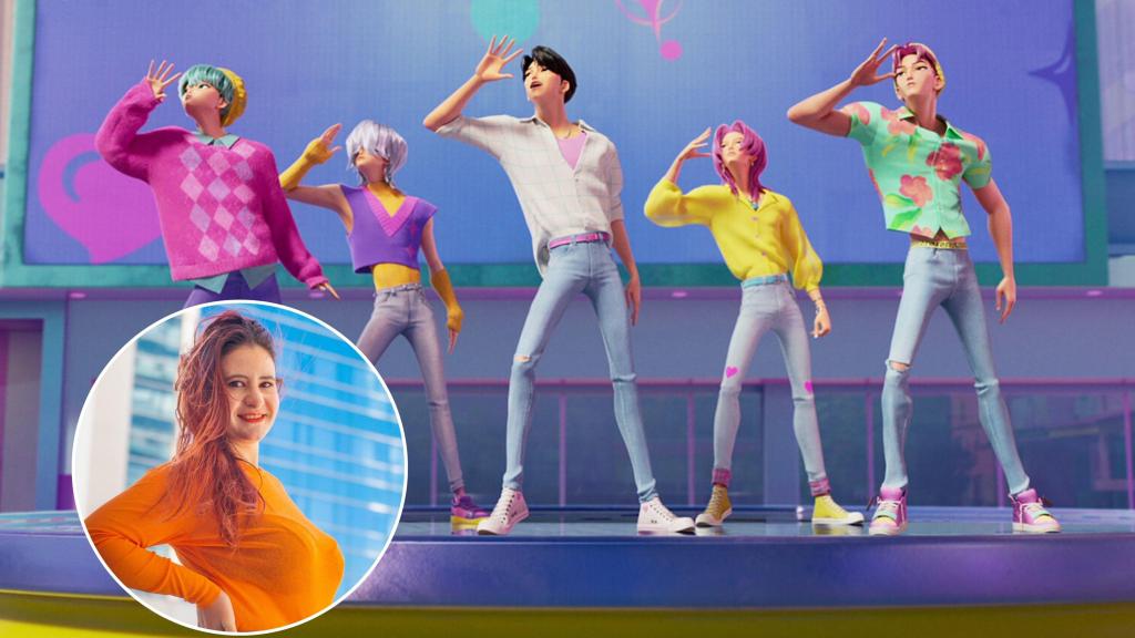 Montaje de una imagen de la película de Netflix 'Las guerreras K-Pop' y Cristina.