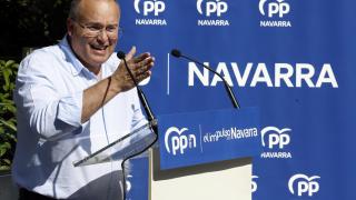El secretario general del PP, Miguel Tellado, este sábado en Navarra.