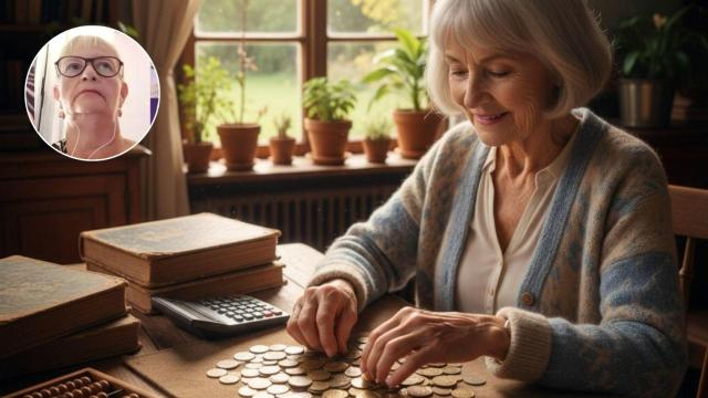 Imagen generada por IA de una jubilada y Joana.