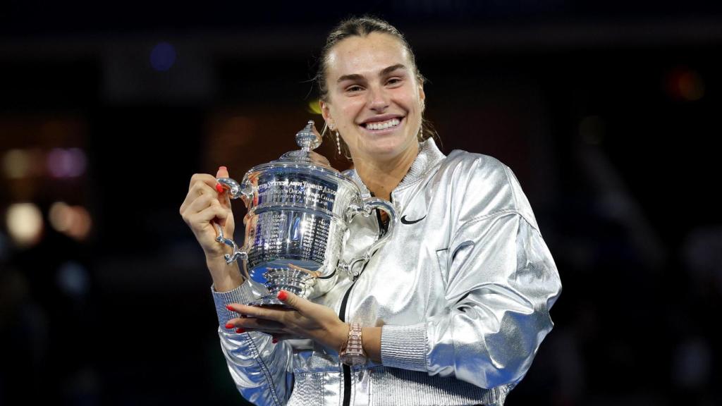 Sabalenka celebra la victoria en la final del US Open.
