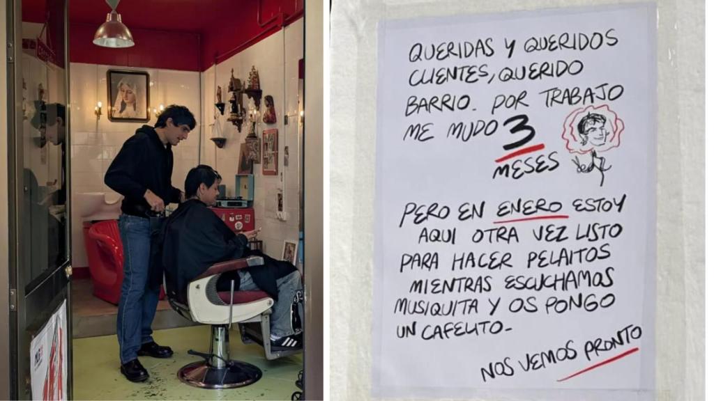 Un montaje con imágenes de La Dani en su peluquería.