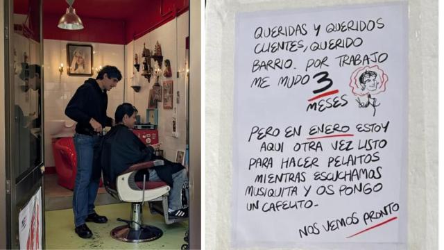 Un montaje con imágenes de La Dani en su peluquería.