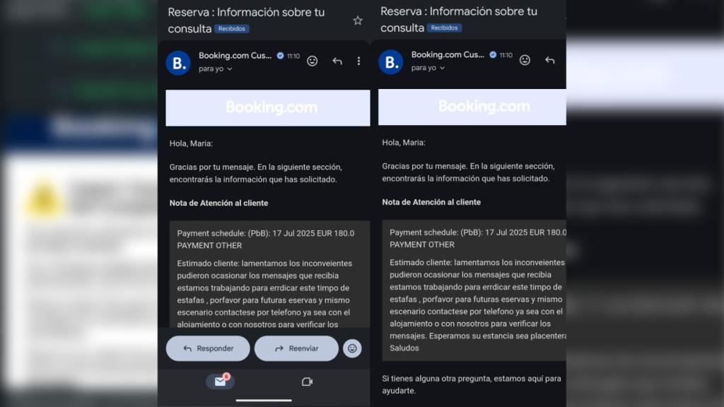 Comunicación por correo con Booking