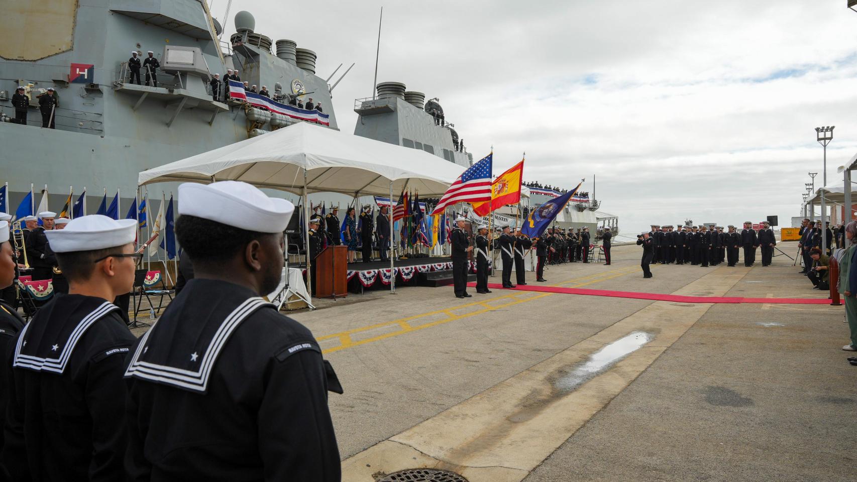 Llegada a la Base Naval de Rota del destructor USS Oscar Austin, en octubre de 2024.