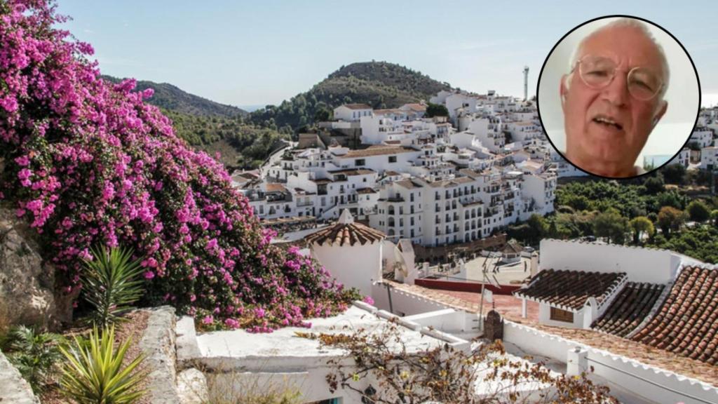 Montaje de Cristoph y la localidad de Frigiliana.