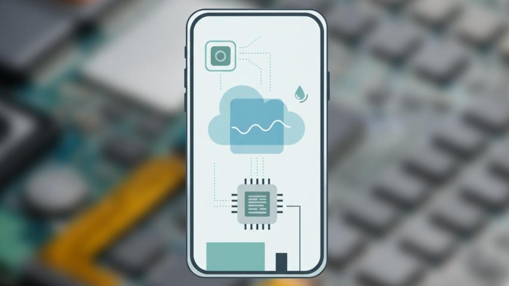 Ilustración de un móvil con cámara de vapor