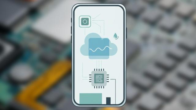 Ilustración de un móvil con cámara de vapor