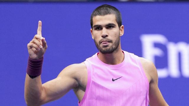 Carlos Alcaraz, durante la final del US Open contra Sinner.