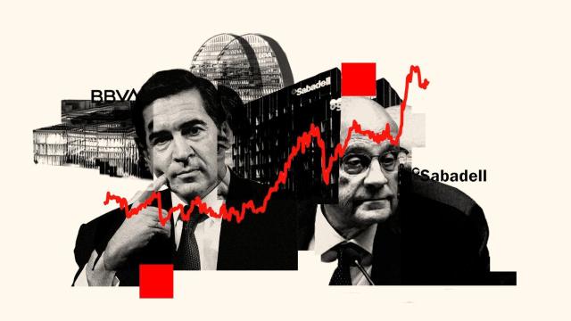 Montaje de Carlos Torres, presidente de BBVA, y Josep Oliu, presidente de Banco Sabadell.