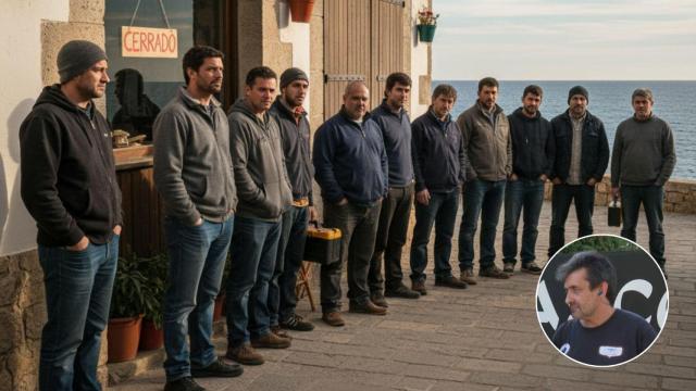 Imagen generada por IA de los trabajadores desempleados y Francisco Javier.