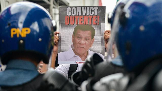 Protesta contra Rodrigo Duterte el pasado mes de marzo en Manila, Filipinas.