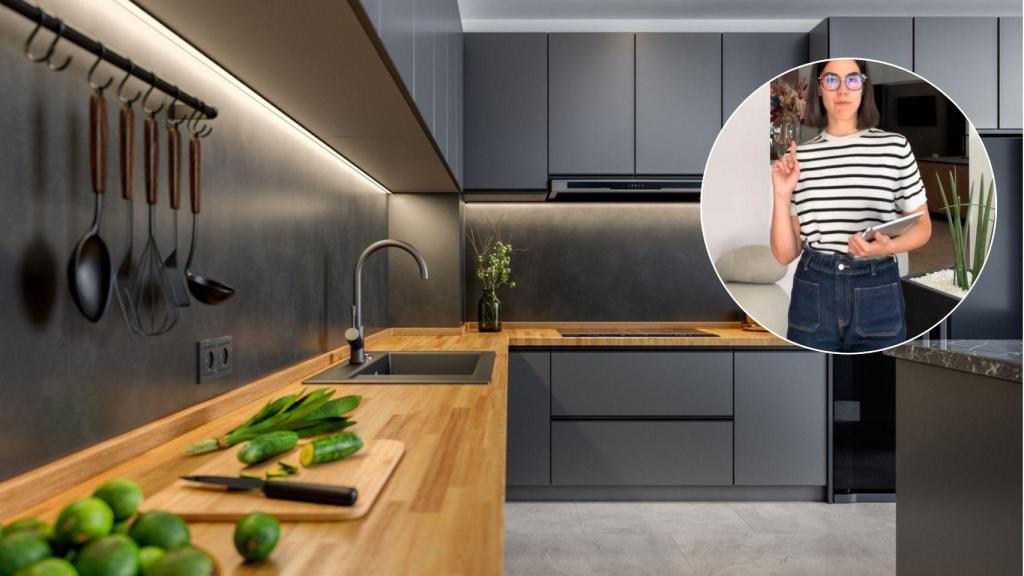 Cocina reformada y la interiorista Laura Padilla.