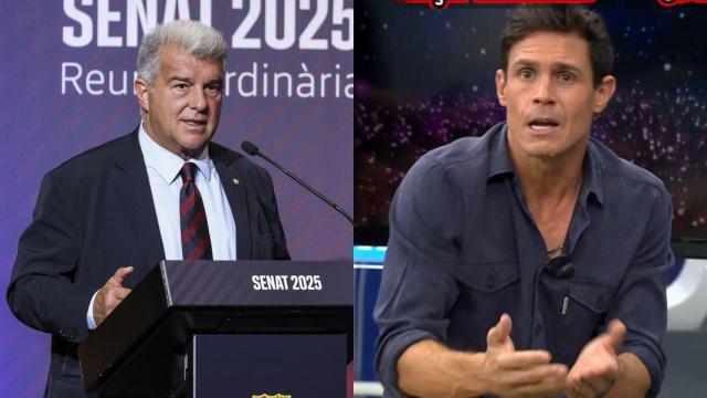 Imagen de Edu Aguirre y Joan Laporta, presidente del FC Barcelona.