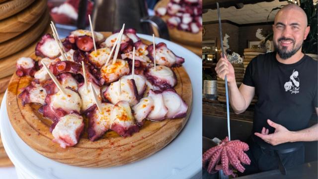 Un pulpo a la gallega y Sergio Rhenals.