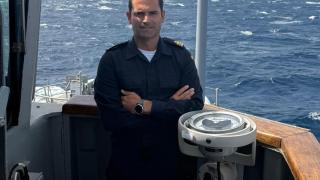 El comandante del cazaminas 'Sella', capitán de corbeta Íñigo Cordero de la Puente