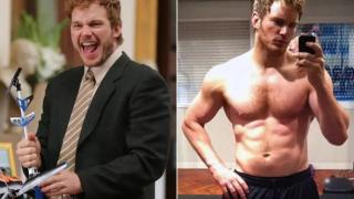 Chris Pratt, antes y después de su cambio físico.